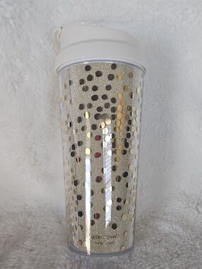 Kate Spade New York Glittery Gold Polka Dot Tumbler Travel Mug